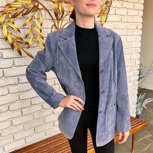 Blue Suede Leather Jacket